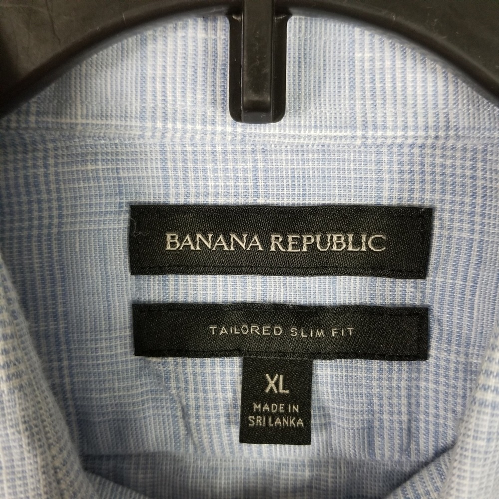 Banana Republic Button Down Men XL Blue Tailored Slim Linen Long Sleeve Shirt - Picture 3 of 8